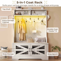 Sikaic Hall Tree Hall Tree with Bench and Shoe Storage Embossed White