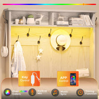 Sikaic Hall Tree Hall Tree with Bench and Shoe Storage Embossed White