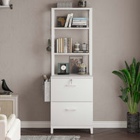 Sikaic File Cabinet 2 Drawer File Cabinet with Lock Adjustable Storage Shelf White