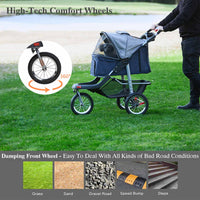 Sikaic Pet Stroller Pet Stroller Folding Traveling Cart with Storage Basket Blue Grey