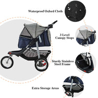 Sikaic Pet Stroller Pet Stroller Folding Traveling Cart with Storage Basket Blue Grey