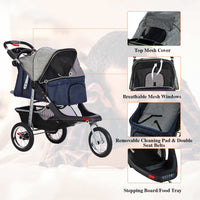Sikaic Pet Stroller Pet Stroller Folding Traveling Cart with Storage Basket Blue Grey
