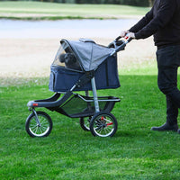 Sikaic Pet Stroller Pet Stroller Folding Traveling Cart with Storage Blue Grey