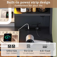 Sikaic Makeup Vanity LED Makeup Vanity With Outlet Smart Mirror Drawers Vintage Brown