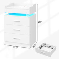 Sikaic Nightstand LED Nightstand with Charging Station Hutch Drawers White