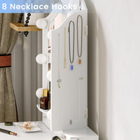 Sikaic Makeup Vanity Makeup Vanity with Lighted Mirror Stool Drawers White