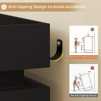 Sikaic Dresser LED Dresser with 6 Drawers & 2 Pull-Out Tray Black