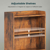 Sikaic Nightstand LED Tall Nightstand with Charging Station 3 Drawers And Bookshelf Brown