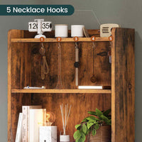 Sikaic Nightstand LED Tall Nightstand with Charging Station 3 Drawers And Bookshelf Brown