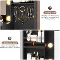 Sikaic Makeup Vanity 48.8 Inches Large Makeup Vanity Desk with Lighted Mirror & Power Outlet Glass Tabletop Bedroom Dressing Table Black