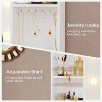 Sikaic Makeup Vanity 48.8 Inches Large Makeup Vanity Desk with Lighted Mirror & Power Outlet Glass Tabletop Bedroom Dressing Table White