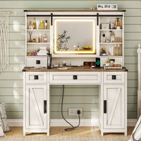 Sikaic Makeup Vanity Large Makeup Vanity with Lights & Charging Station Ample Storage Space and Sliding Mirror White