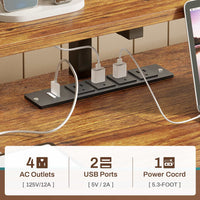 Sikaic Gaming Desk 66 inches LED Gaming Desk with File Drawer Power Outlet  Printer Cabinet and Monitor Shelf Brown