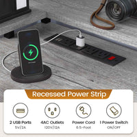 Sikaic Gaming Desk 108 Inches L Shaped  Led Lights Two Person Gaming Desk with 6 Drawers File Drawer & Power Outlet Monitor Shelf File Cabinet Grey