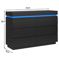 Sikaic Dresser LED Lights Black Dresser for Bedroom with Charging Station and Sliding Desktop Drawers Large Storage Tower Clothes Organizer