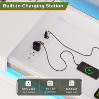 Sikaic Dresser LED Lights White Dresser for Bedroom with Charging Station and Sliding Desktop Drawers Large Storage Tower Clothes Organizer