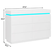 Sikaic Dresser LED Lights White Dresser for Bedroom with Charging Station and Sliding Desktop Drawers Large Storage Tower Clothes Organizer