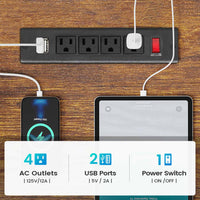 Sikaic Gaming Desk 45.3 inches LED Reversible L Shaped Gaming Desk with Hutch Power Outlet Storage Shelves  and Hooks Brown