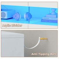 Sikaic Dresser White Dresser for Bedroom with LED Lights Charging Station Modern Double Wide Drawer Organizer Cabinet