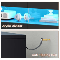 Sikaic Dresser Black Dresser for Bedroom with LED Lights Charging Station Modern Double Wide Drawer Organizer Cabinet