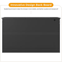 Sikaic Dresser 55.1 Inches 8 Drawers Modern Long Dresser with Power Outlets and Ample Storage Organizer for Bedroom Black