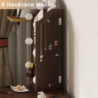 Sikaic Makeup Vanity Makeup Vanity Set with Lighted Mirror Stool Drawers and Cushioned Stool Brown