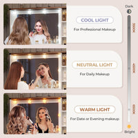 Sikaic Makeup Vanity 56.5 Inches Makeup Vanity Desk with Hollywood Mirror and Charging Station Open Shelves 5 Drawers 2 Cabinets for Bedroom White