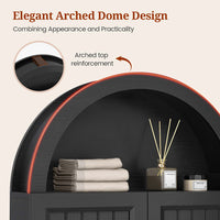 Sikaic Bathroom Wall Cabinet Arched Bathroom Wall Cabinet with Grille Door Black Black / Engineered Wood / Modern