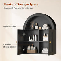 Sikaic Bathroom Wall Cabinet Arched Bathroom Wall Cabinet with Grille Door Black Black / Engineered Wood / Modern