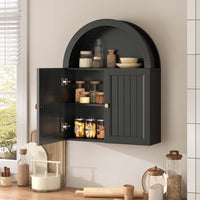 Sikaic Bathroom Wall Cabinet Arched Bathroom Wall Cabinet with Grille Door Black Black / Engineered Wood / Modern