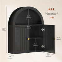 Sikaic Bathroom Wall Cabinet Arched Bathroom Wall Cabinet with Grille Door Black Black / Engineered Wood / Modern