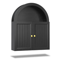 Sikaic Bathroom Wall Cabinet Arched Bathroom Wall Cabinet with Grille Door Black Black / Engineered Wood / Modern