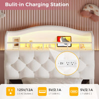 Sikaic Bed Frame Twin Princess Velvet Upholstered Bed Frame Beige Beige / Engineered Wood / Modern