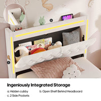 Sikaic Bed Frame Twin Size Upholstered LED Bed Frame Beige Beige / Engineered Wood / Modern