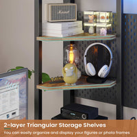 Sikaic Bed Frame LED Loft Metal Twin Size Bed Frame with U Shaped Desk Charging Station Drawers Storage Shelves and Safety Guard & Ladder No Box Spring Needed Black