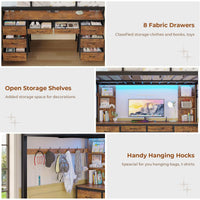 Sikaic Bed Frame Full Metal Loft LED Bed Frame with 8 Storage Drawers & Charging Station and 4 Open Storage Shelves Brown Brown / Full Size / Steel