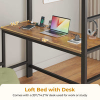 Sikaic Bed Frame Twin Loft LED Bed Frame Brown Brown / Steel / Modern