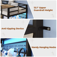 Sikaic Bed Frame Twin Loft LED Bed Frame Brown Brown / Steel / Modern