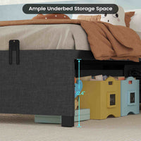 Sikaic Bed Frame Twin Size Metal Platform Bed Frame with 2 Large Storage Drawers No Box Spring Needed Dark Grey & Black Dark Grey & Black / Metal / Modern