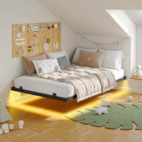 Sikaic Bed Frame Floating LED Bed Frame Black