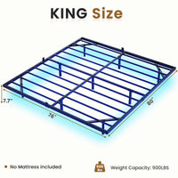 Sikaic Bed Frame Metal Floating Bed Frame with LED Lights no Headboard Black
