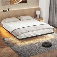 Sikaic Bed Frame Metal Floating Bed Frame with LED Lights no Headboard Black