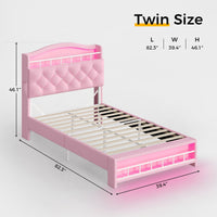 Sikaic Bed Frame Twin Princess Velvet Upholstered Bed Frame Pink Pink / Engineered Wood / Modern