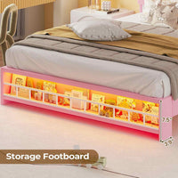 Sikaic Bed Frame Full Princess Velvet Upholstered LED Bed Frame Pink Pink / Full / Engineered Wood