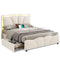 Sikaic Bed Frame Upholstered Platform LED Bed Frame with Drawers White