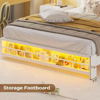 Sikaic Bed Frame Full Princess Velvet Upholstered LED Bed Frame White White / Full / Engineered Wood