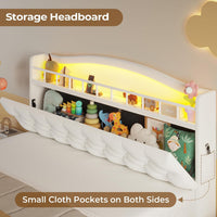 Sikaic Bed Frame Full Princess Velvet Upholstered LED Bed Frame White White / Full / Engineered Wood