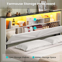 Sikaic Bed Frame Full Size Bed Frame with 4 Storage Drawers and Charging Station White White / Full / Engineered Wood