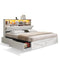 Sikaic Bed Frame Full Size Bed Frame with 4 Storage Drawers and Charging Station White White / Full / Engineered Wood