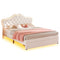 Sikaic Bed Frame Full Velvet Princess LED Bed Frame White White / Full / Engineered Wood